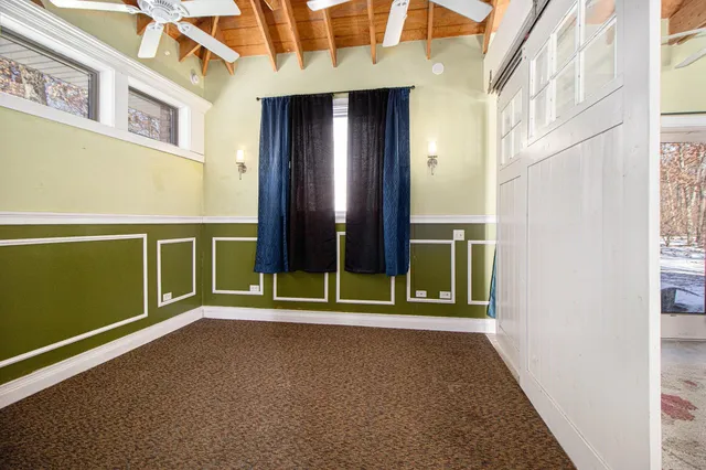 a view of a lake with a mountain in the background