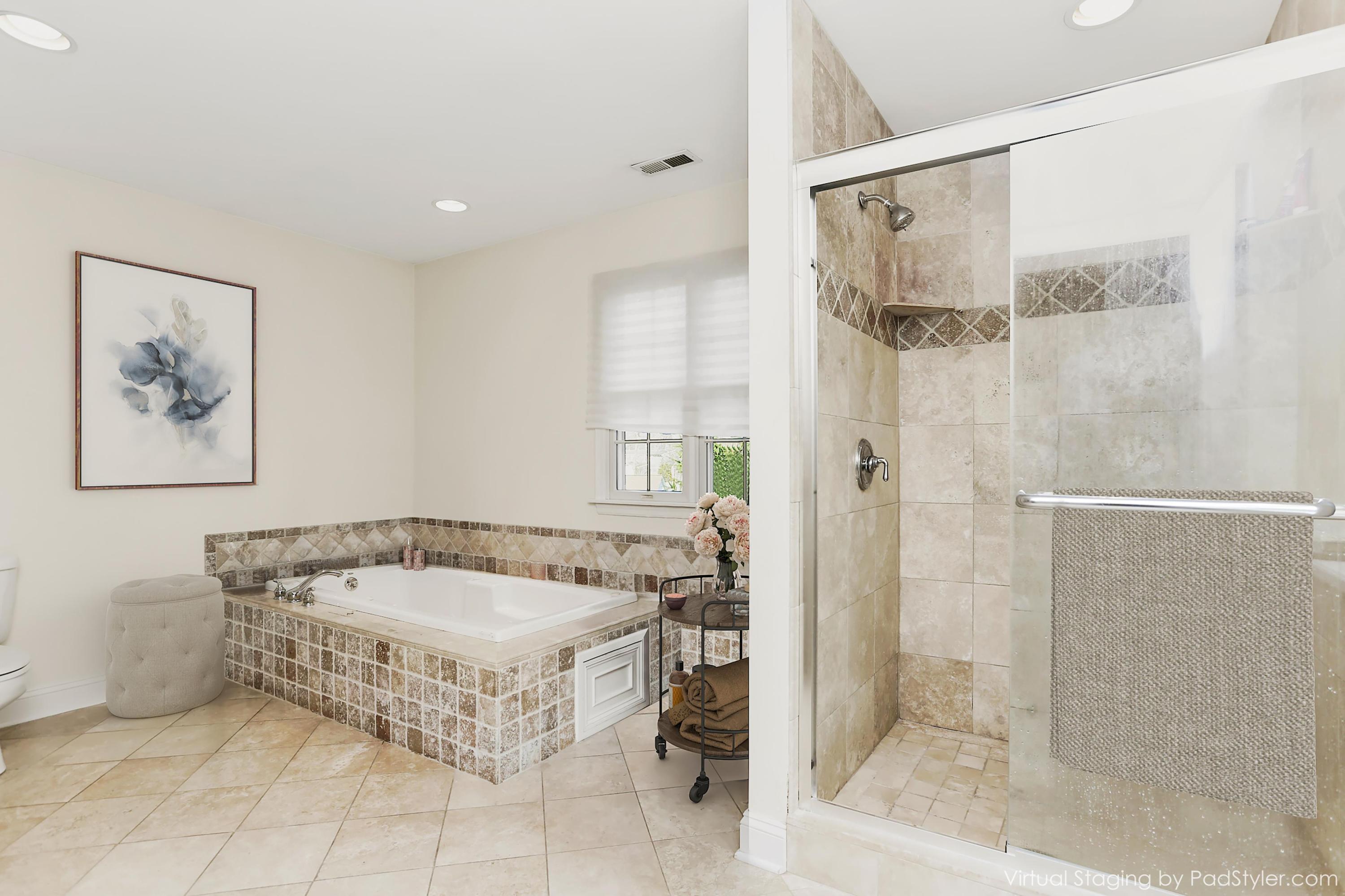 2 Old Field Road Norwalk, CT 06853 - Photo 13 of 23 a spacious bathroom with a tub and shower