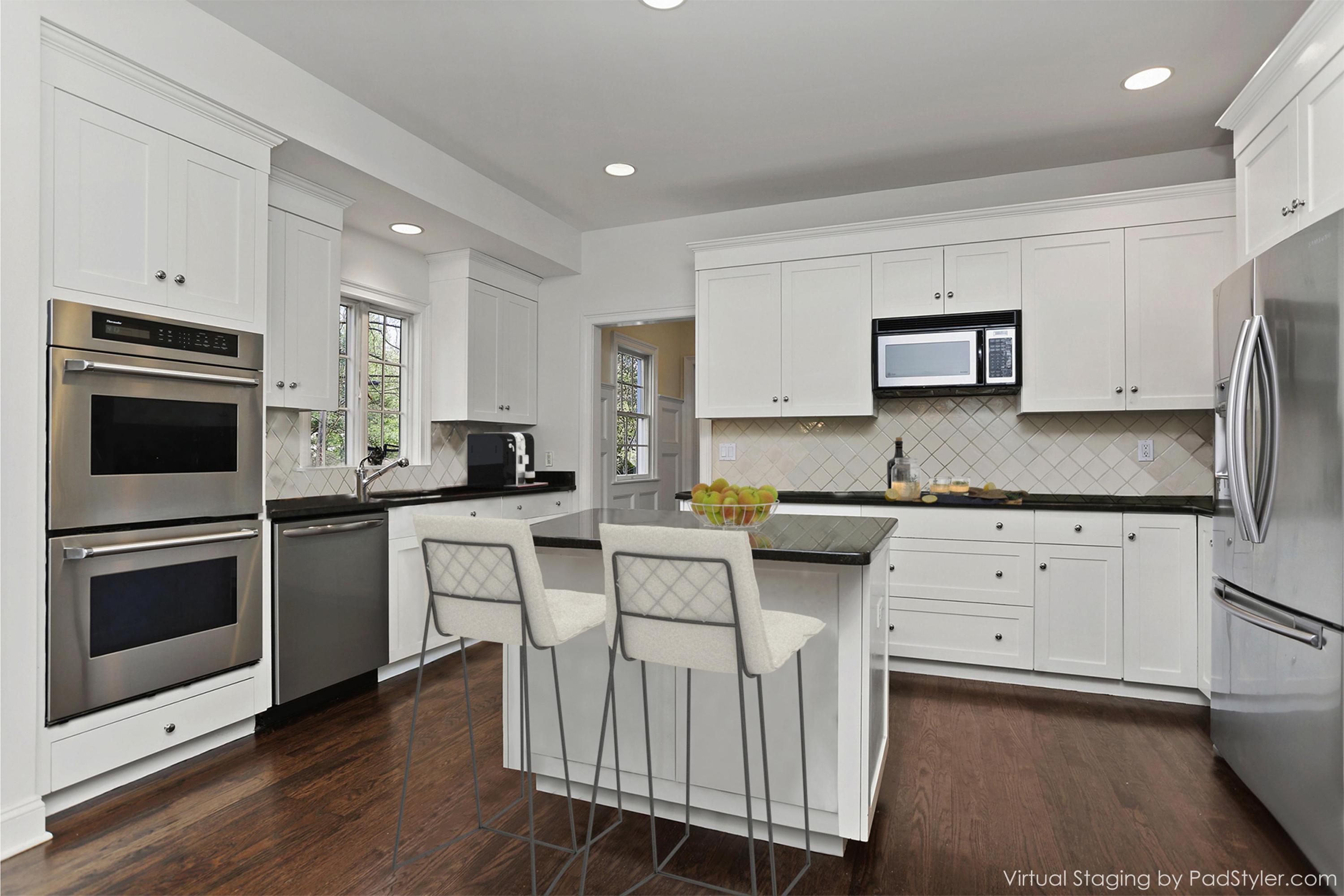 2 Old Field Road Norwalk, CT 06853 - Photo 9 of 23 a kitchen with white cabinets and stainless steel appliances