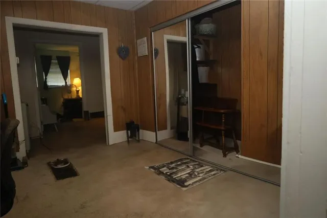 a view of elevator with cabinet