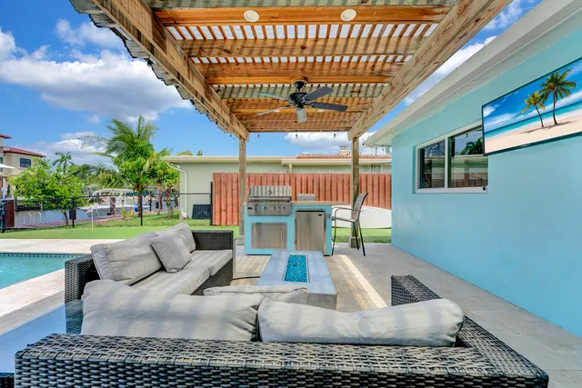 a living room with furniture