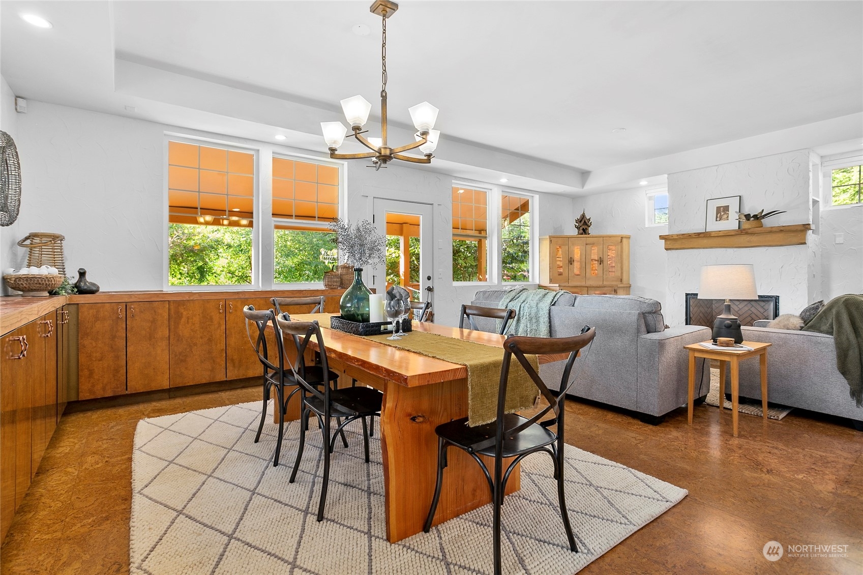1841 East Smith Road Bellingham, WA 98226 - Photo 8 of 33 a view of a dining room with furniture a chandelier and wooden floor