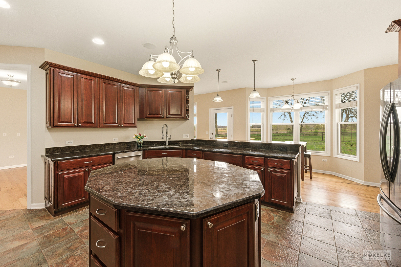 2953 4459th Road Newark, IL 60541 - Photo 12 of 39 a kitchen with granite countertop a stove a sink a counter space and cabinets