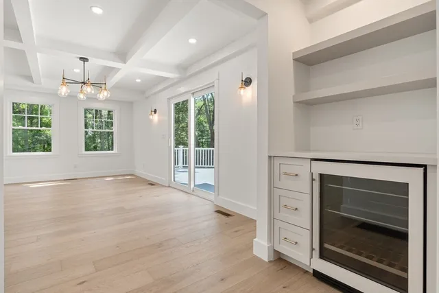 a view of livingroom with hardwood floor and a ceiling fan