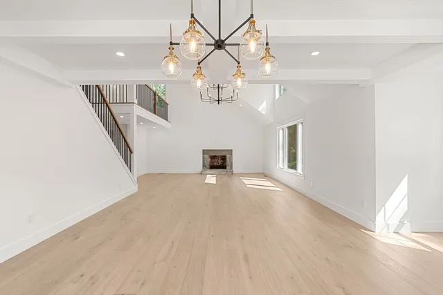 a view of a livingroom with a staircase