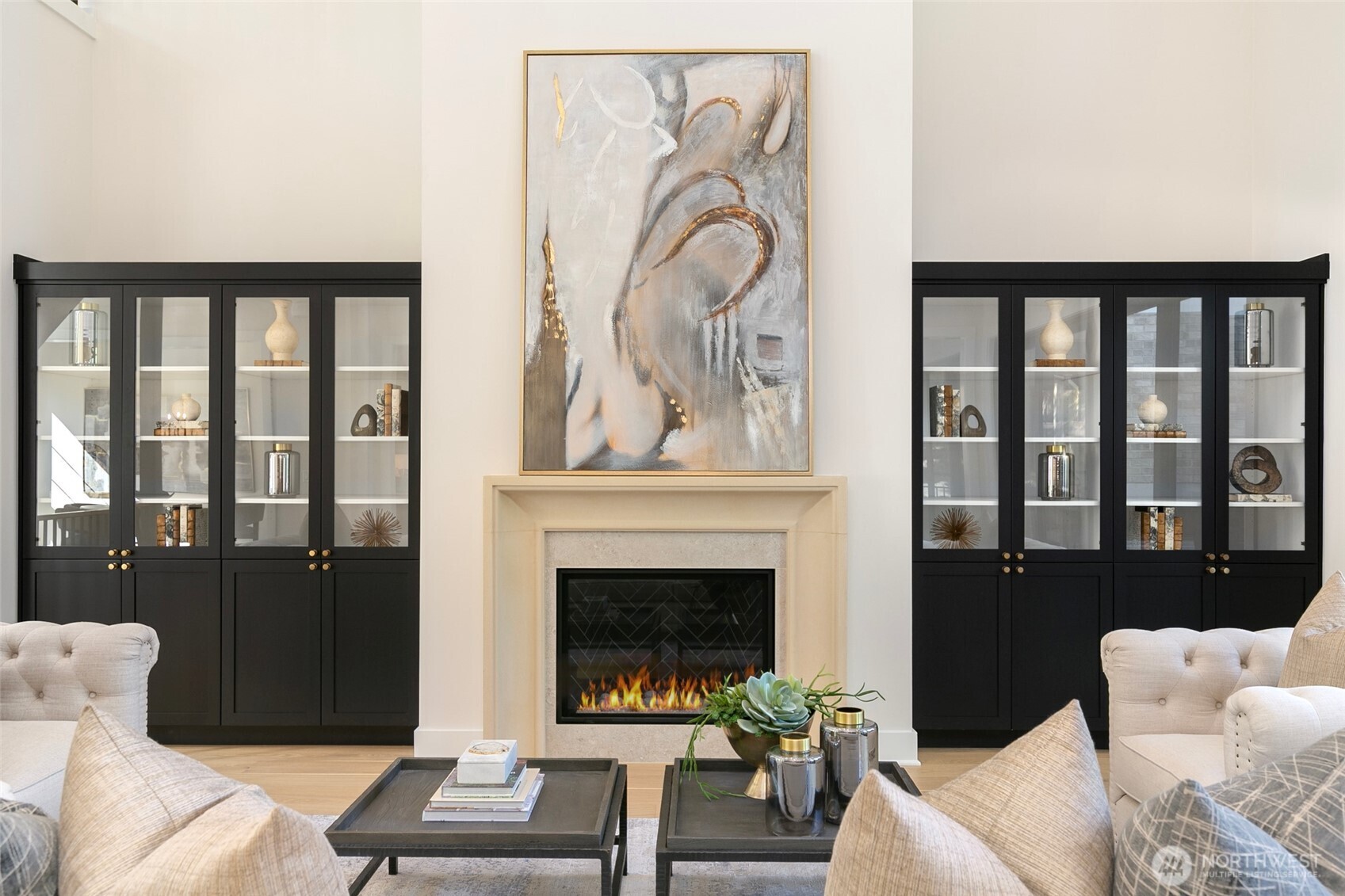 308 124th Place Northeast Bellevue, WA 98005 - Photo 3 of 39 a living room with furniture and a fireplace