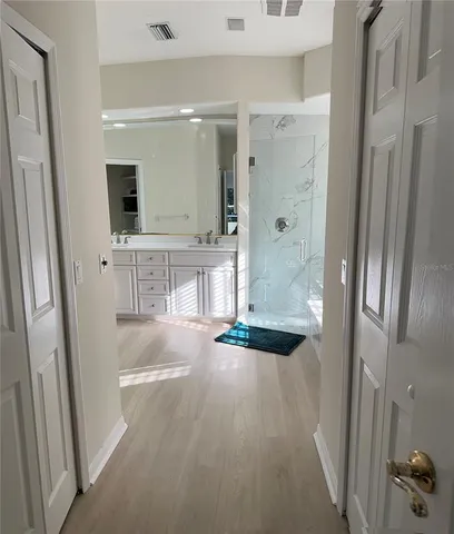 a view of bathroom with shower