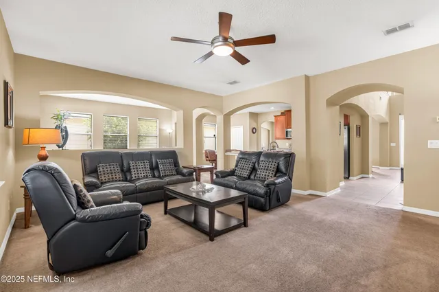 a living room with furniture