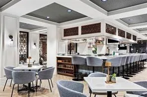 a view of a lake with a city