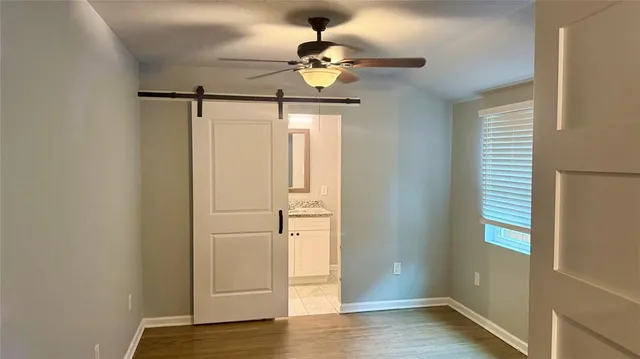 a view of entryway with wooden floor