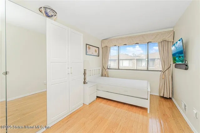 a view of a room with a window