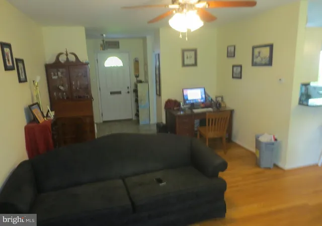 a workspace with furniture and window