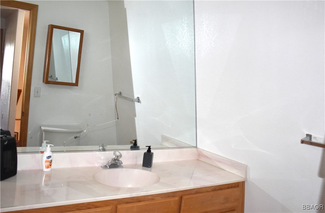 442 Inyo Avenue Sugarloaf, CA 92386 - Photo 22 of 33 a bathroom with a sink and a mirror