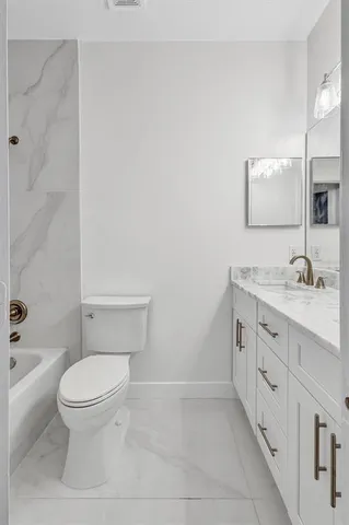 a bathroom with a bathtub