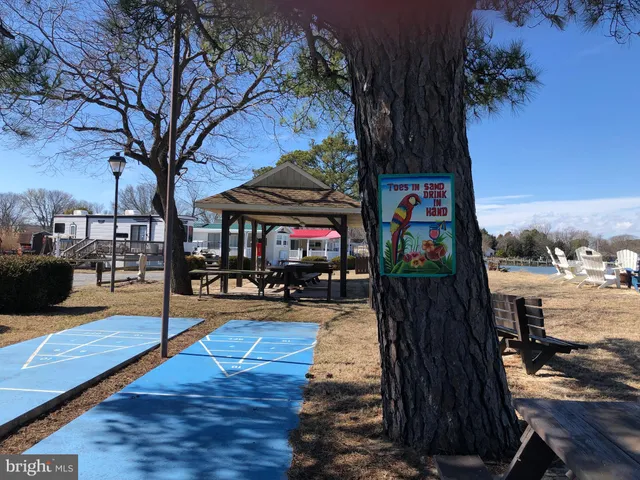 a view of a slide with a bench