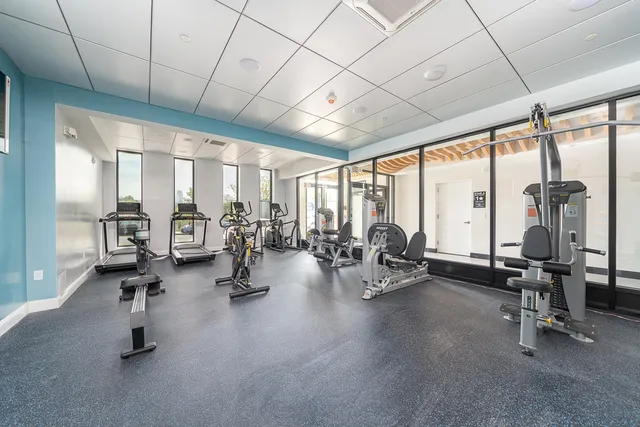 a view of a room with gym equipment