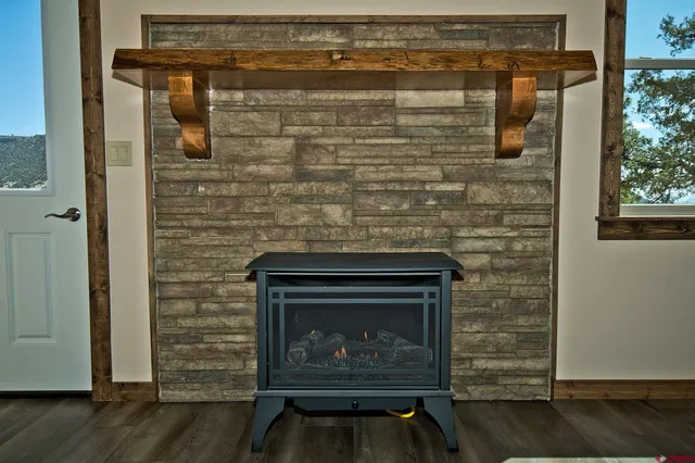 a room with fireplace