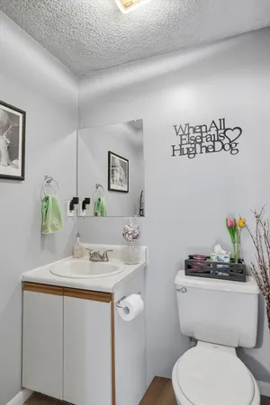 a bathroom with a toilet a sink and mirror