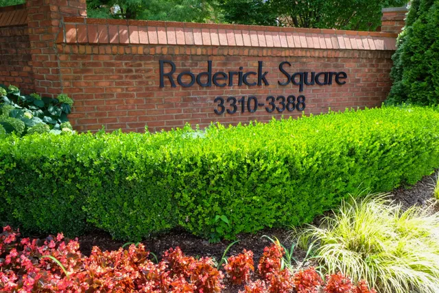 a view of outdoor space with garden and flowers
