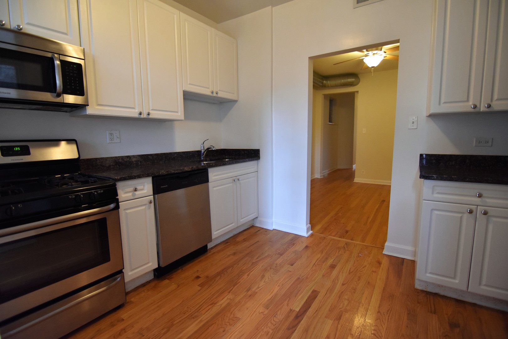953 West Fletcher Street, Unit 1 Chicago, IL 60657 - Photo 3 of 23 a kitchen with stainless steel appliances granite countertop a stove a sink and a microwave