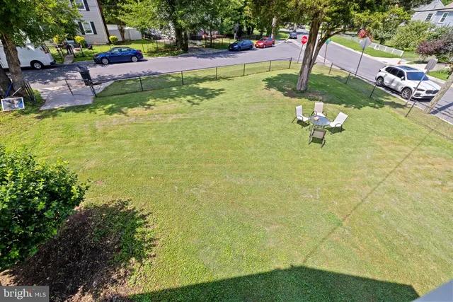 a view of an outdoor space and swimming pool