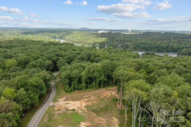 a view of a lush green forest with lots of trees