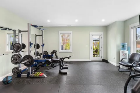 a view of a room with gym equipment