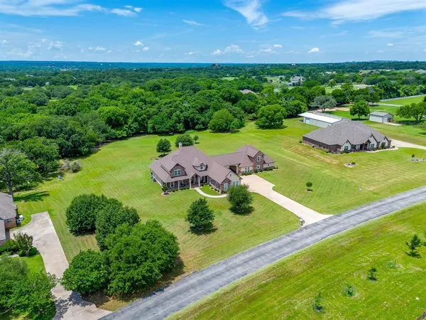 an aerial view of a house