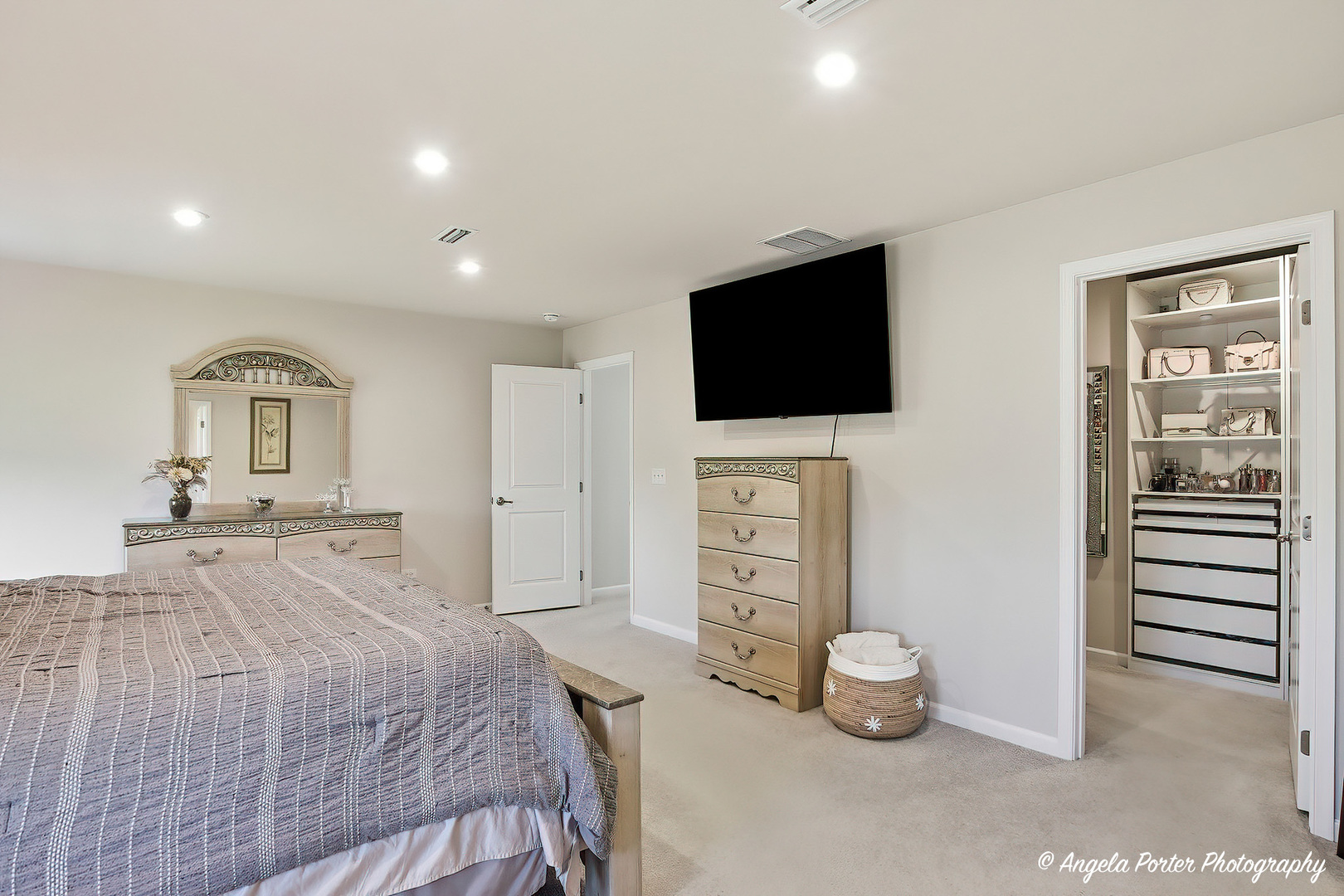 7443 Alexandra Lane Union, IL 60180 - Photo 26 of 39 a bedroom with a bed and a flat screen tv