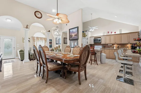 a living room with furniture or couch and a table