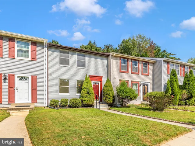 a view of a park with large trees