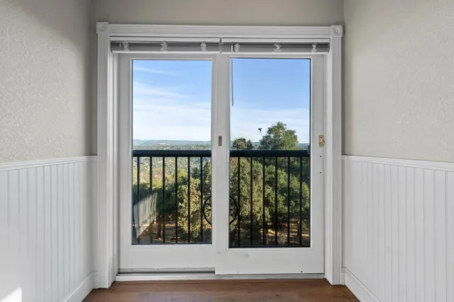 a view of a lake with mountains in the background
