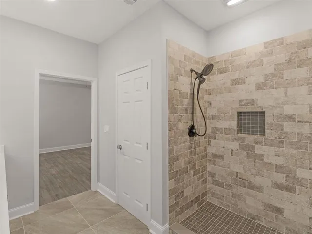 a bathroom with a shower