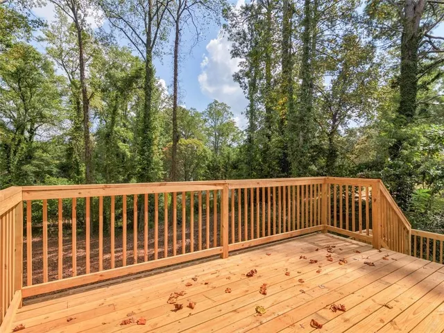 a view of wooden balcony