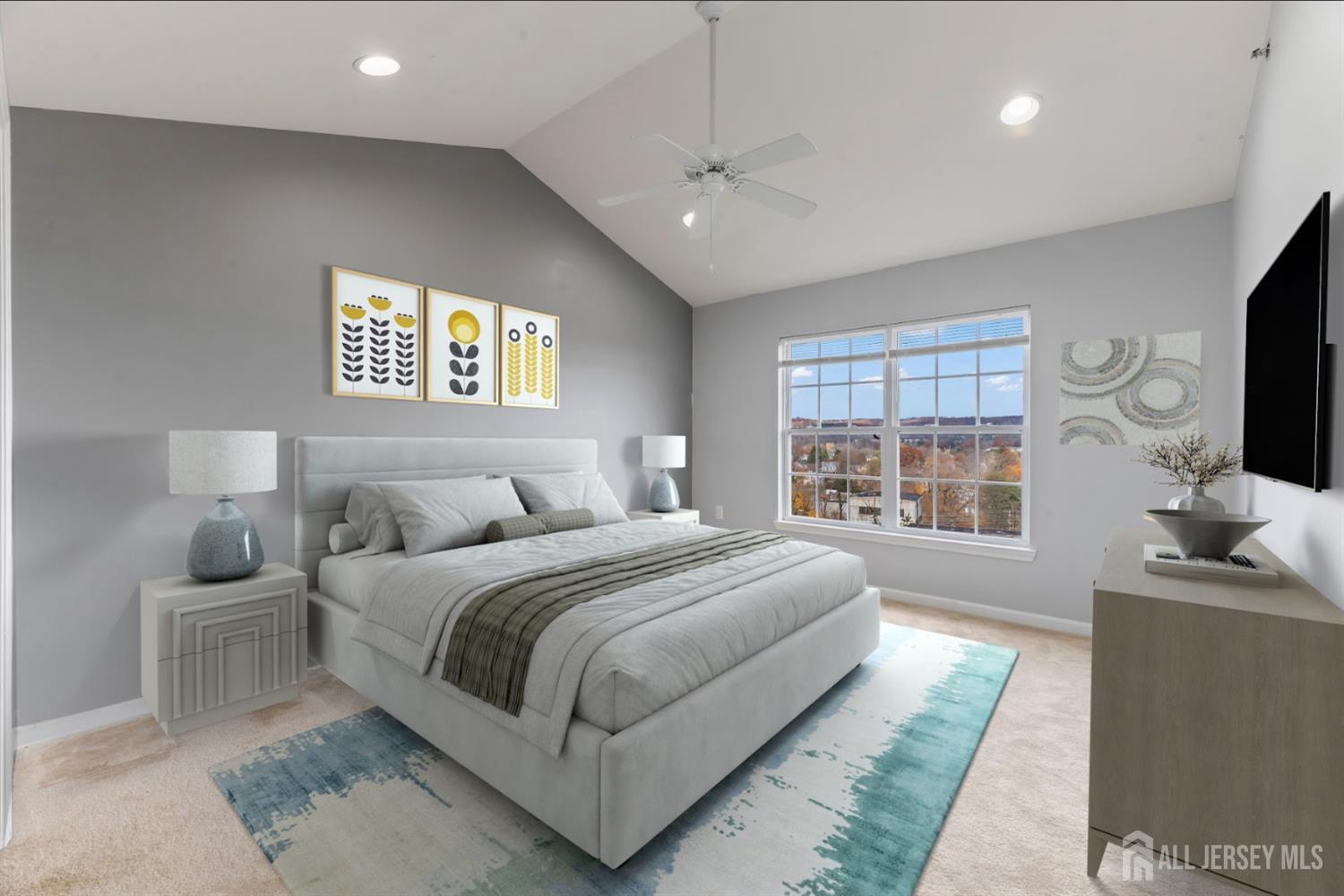 142 Conover Terrace Lebanon, NJ 08833 - Photo 14 of 33 a bedroom with a large bed and a flat tv screen on dresser