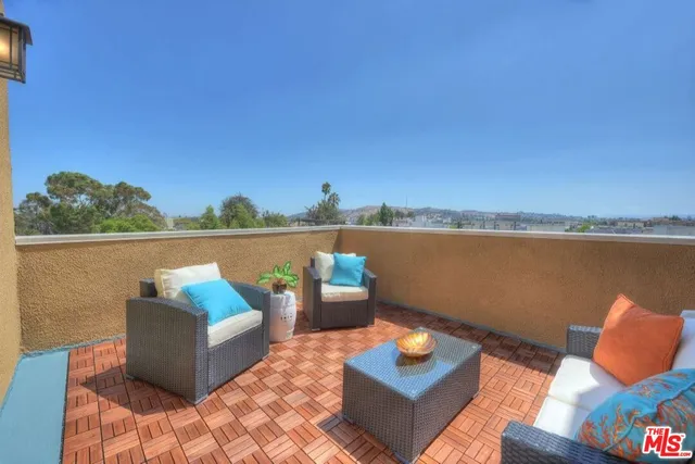 a view of a terrace from a balcony
