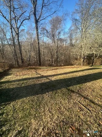a view of a yard and trees