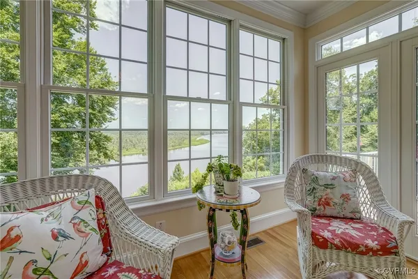 a living room with furniture and a window