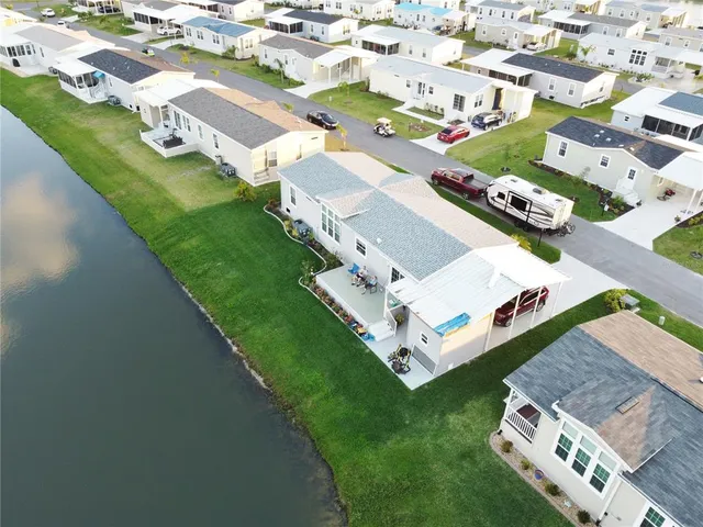 an aerial view of a house with a garden