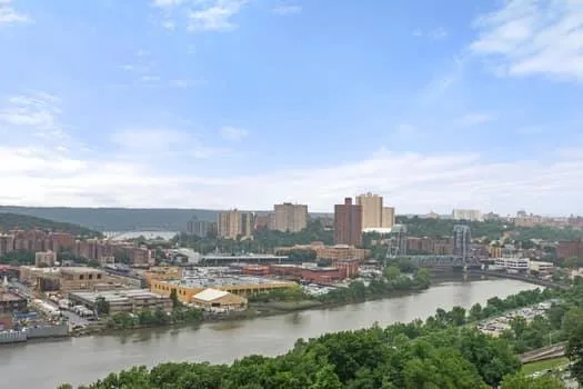 a view of lake and city