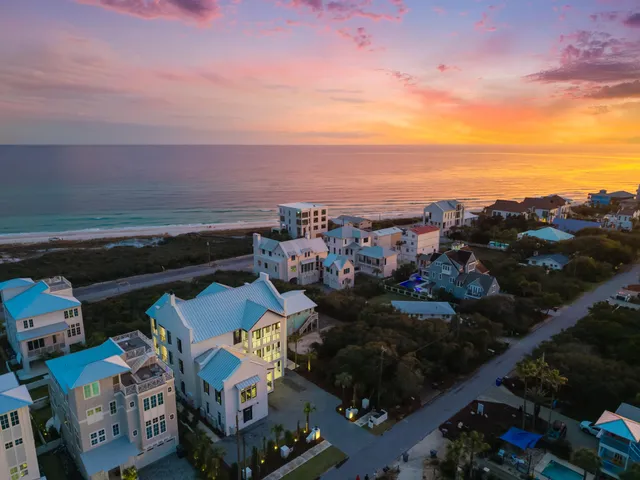 a view of a city with an ocean view