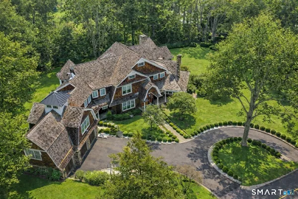 an aerial view of a house