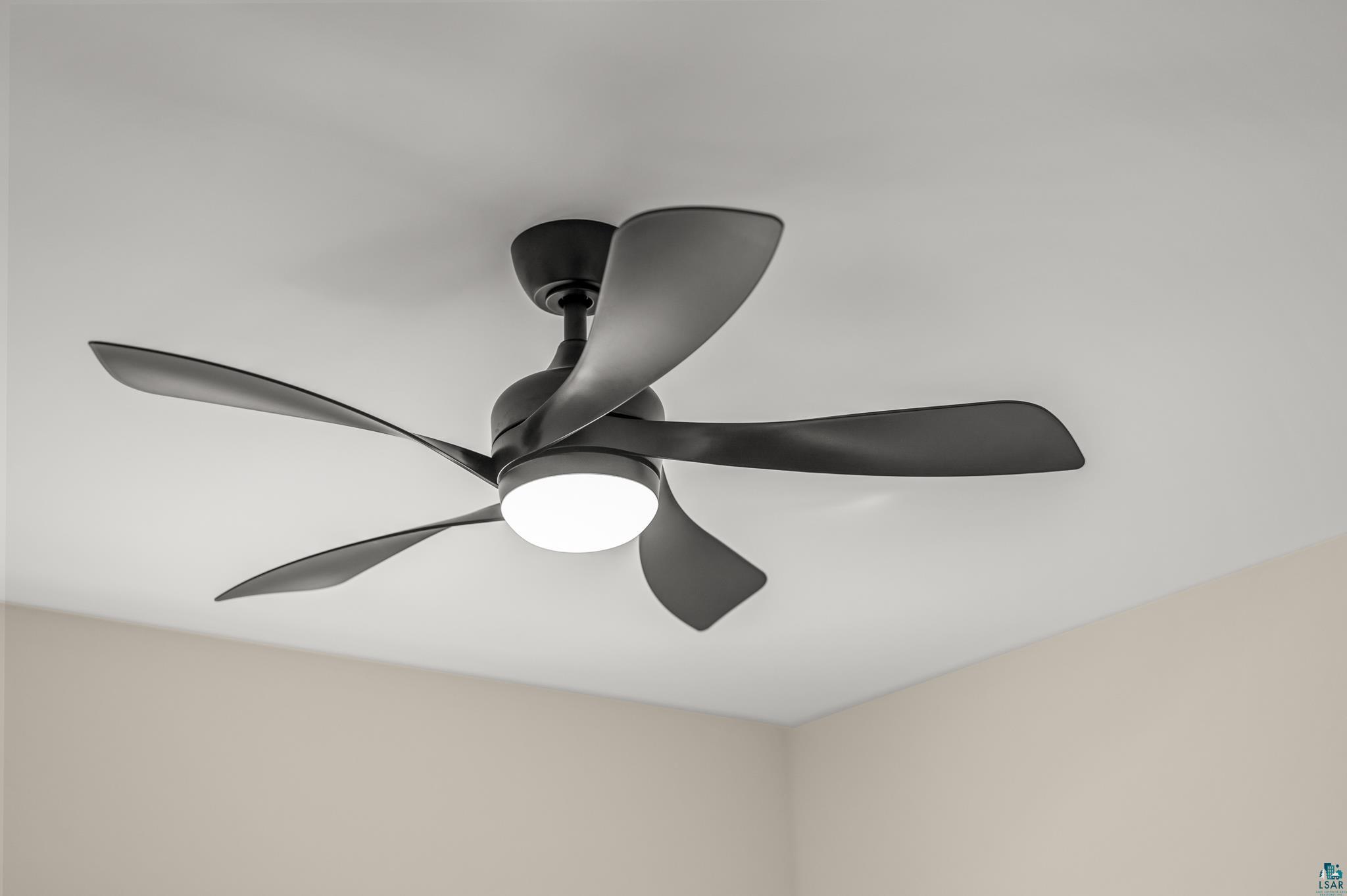 1241 Airport Road Two Harbors, MN 55616 - Photo 34 of 54 Ceiling-mounted fan with five dark-toned blades and integrated spherical lighting