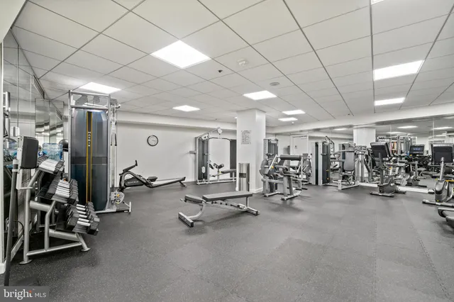 a view of a room with gym equipment