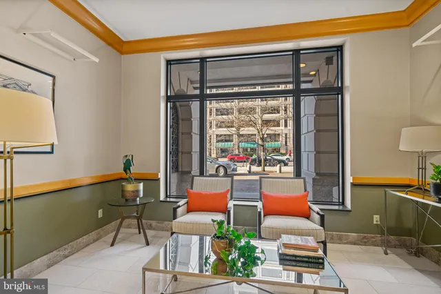 a living room with a large window