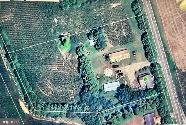 an aerial view of a house with a garden