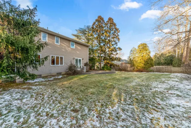 view of a wooden house with a tree and plants