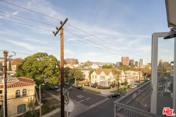 a view of a city from a balcony