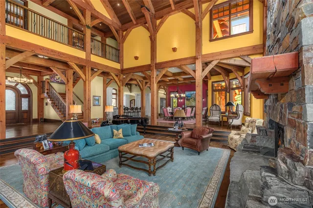 a building outdoor space with patio furniture