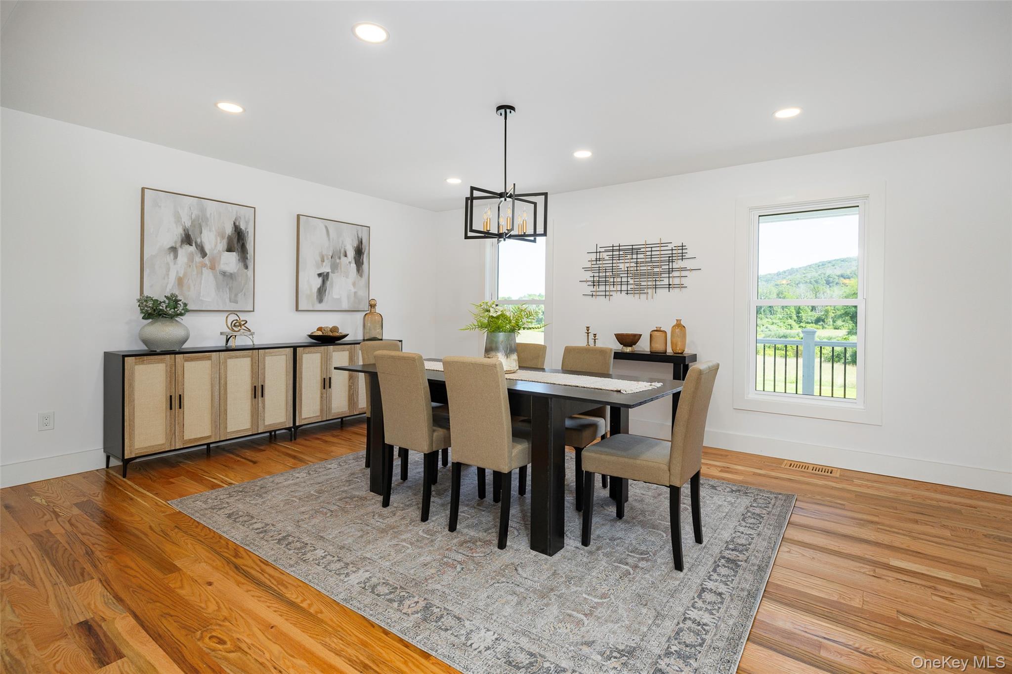 327 Hynes Road Poughquag, NY 12570 - Photo 11 of 39 Dining area with recessed lighting, a chandelier, and light wood-type flooring